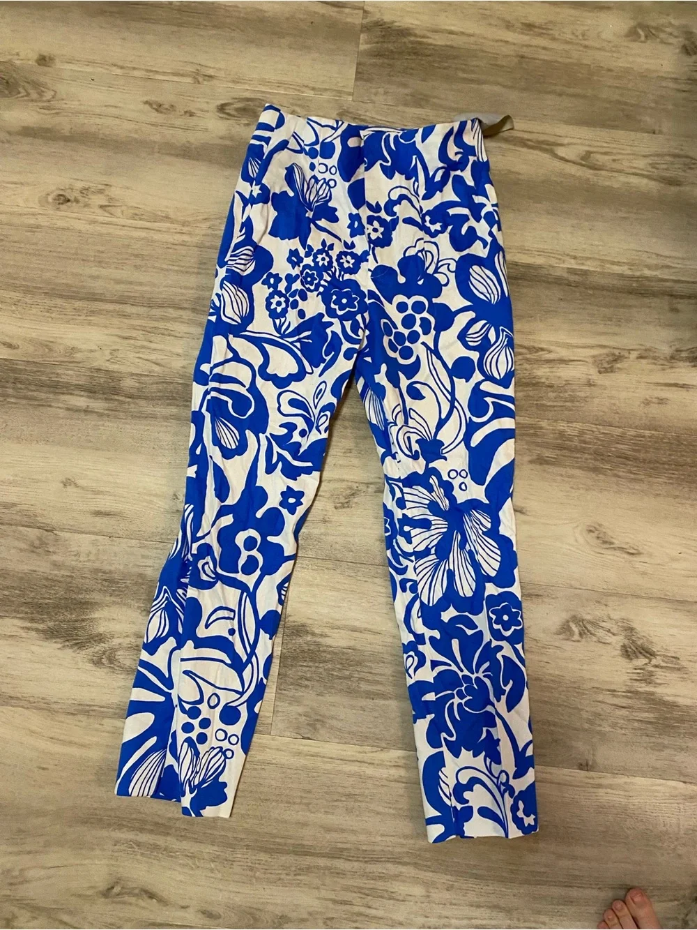 Zara Floral Blue Pants- brand new